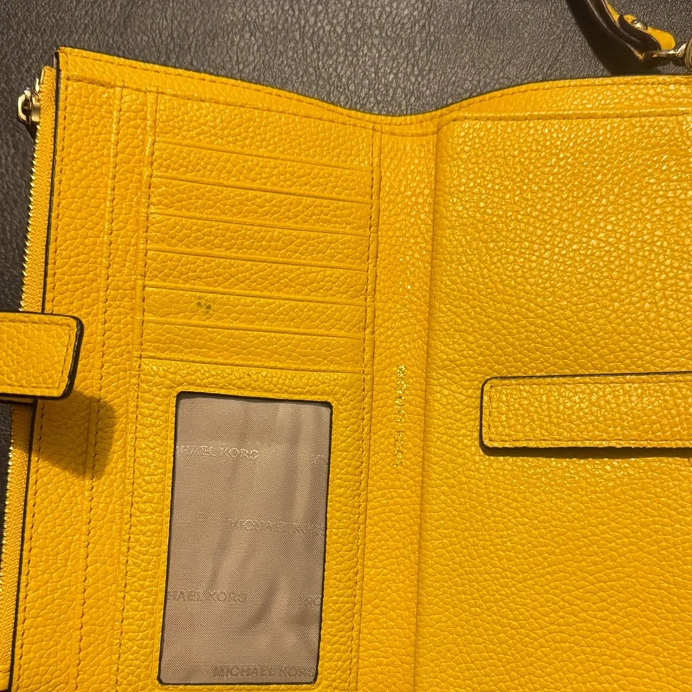 Michael Kors Mustard Yellow Wristlet In Great Used Condition With One Small Mark - Picture 5 of 10
